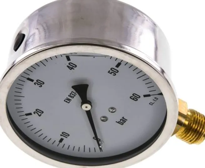Glycerin-Manometer senkrecht (CrNi/Ms),100mm, 0 - 60 bar -Eco-Line