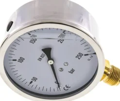 Glycerin-Manometer senkrecht (CrNi/Ms),100mm, 0 - 250 bar -Eco-Line