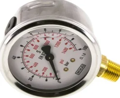Glycerin-Manometer senkrecht (CrNi/Ms), 63mm, 0 - 100 bar, NPT