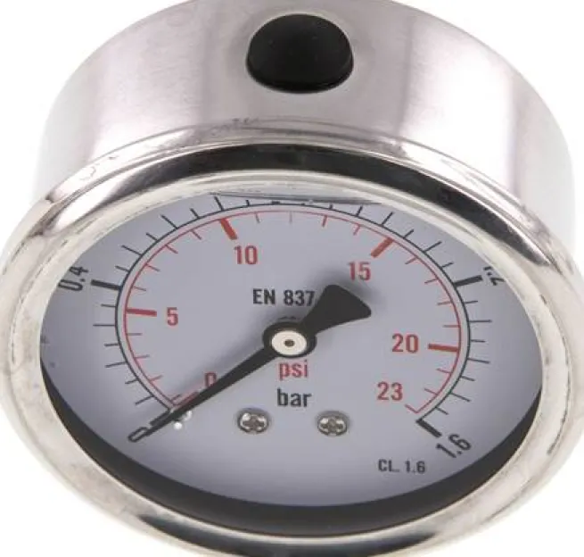 Glycerin-Manometer waagerecht (CrNi/Ms),63mm, 0 - 1,6bar -Eco-Line