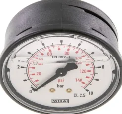 Glycerin-Manometer waagerecht (KU/Ms), 63mm, 0 - 10 bar