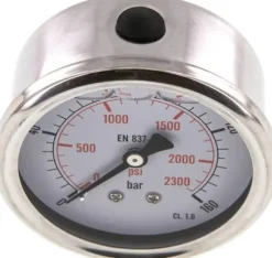 Glycerin-Manometer waagerecht (CrNi/Ms),63mm, 0 - 160bar -Eco-Line