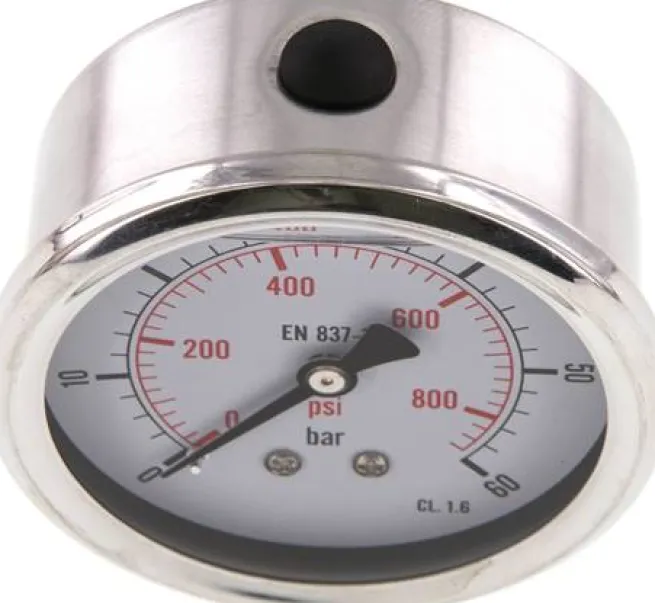Glycerin-Manometer waagerecht (CrNi/Ms),63mm, 0 - 60bar -Eco-Line
