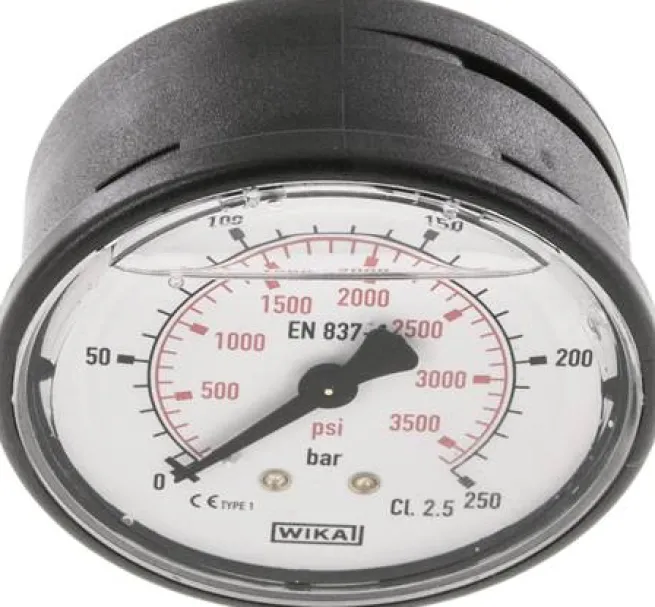 Glycerin-Manometer waagerecht (KU/Ms), 63mm, 0 - 250 bar