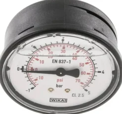 Glycerin-Manometer waagerecht (KU/Ms), 63mm, -1 bis 5 bar