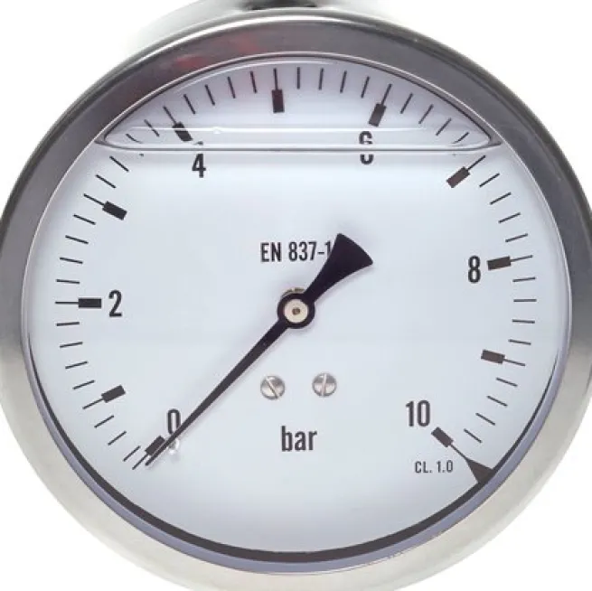 Glycerin-Manometer waagerecht (CrNi/Ms),100mm, 0 - 6bar -Eco-Line