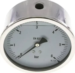 Glycerin-Manometer waagerecht (CrNi/Ms),100mm, 0 - 6bar -Eco-Line