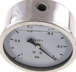 Glycerin-Manometer waagerecht (CrNi/Ms),100mm, -1 bis 0bar -Eco-Line