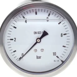 Glycerin-Manometer waagerecht (CrNi/Ms),100mm, -1 bis 0bar -Eco-Line