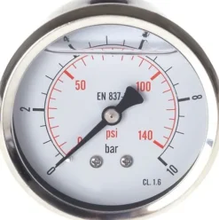 Glycerin-Manometer waagerecht (CrNi/Ms),63mm, 0 - 100bar -Eco-Line