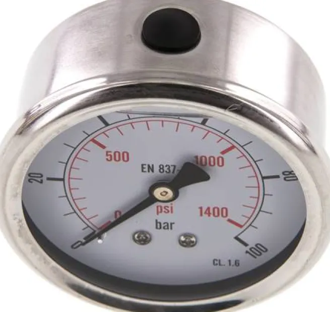 Glycerin-Manometer waagerecht (CrNi/Ms),63mm, 0 - 100bar -Eco-Line