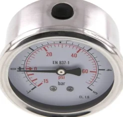 Glycerin-Manometer waagerecht (CrNi/Ms),63mm, -1 bis 5bar -Eco-Line