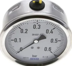 Glycerin-Manometer waagerecht (CrNi/Ms),100mm, 0 - 0,6bar