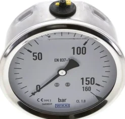 Glycerin-Manometer waagerecht (CrNi/Ms),100mm, 0 - 160bar