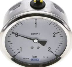 Glycerin-Manometer waagerecht (CrNi/Ms),100mm, -1 bis 3bar