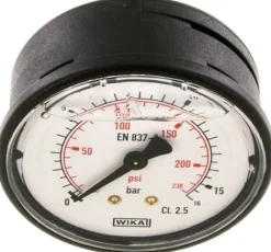 Glycerin-Manometer waagerecht (KU/Ms), 63mm, 0 - 16 bar