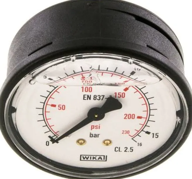 Glycerin-Manometer waagerecht (KU/Ms), 63mm, 0 - 16 bar