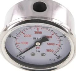Glycerin-Manometer waagerecht (CrNi/Ms),63mm, 0 - 400bar -Eco-Line