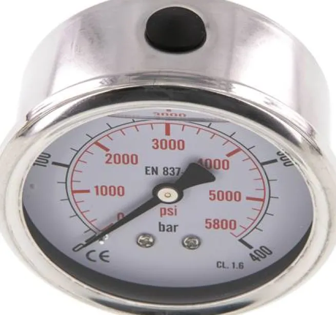 Glycerin-Manometer waagerecht (CrNi/Ms),63mm, 0 - 400bar -Eco-Line