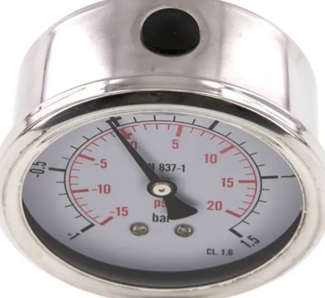 Glycerin-Manometer waagerecht (CrNi/Ms),63mm, -1 bis 1,5bar -Eco-Line