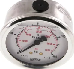 Glycerin-Manometer waagerecht (CrNi/Ms),63mm, 0 - 400bar