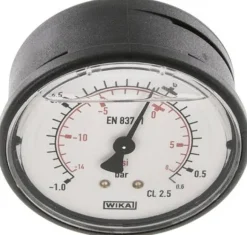 Glycerin-Manometer waagerecht (KU/Ms), 63mm, -1 bis 0,6 bar