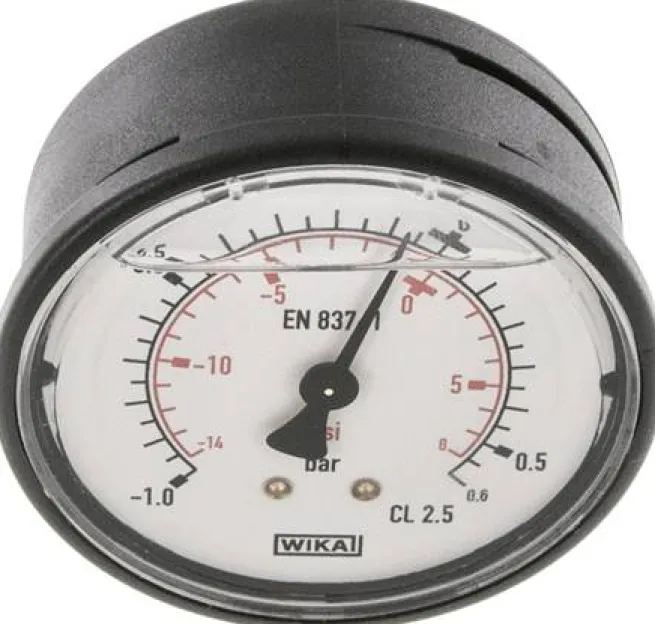Glycerin-Manometer waagerecht (KU/Ms), 63mm, -1 bis 0,6 bar