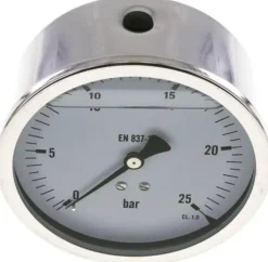 Glycerin-Manometer waagerecht (CrNi/Ms),100mm, 0 - 25bar -Eco-Line