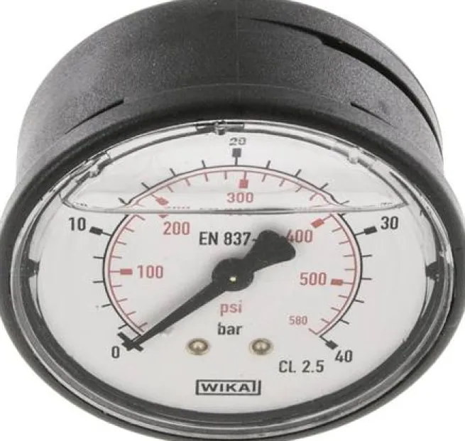 Glycerin-Manometer waagerecht (KU/Ms), 63mm, 0 - 40 bar