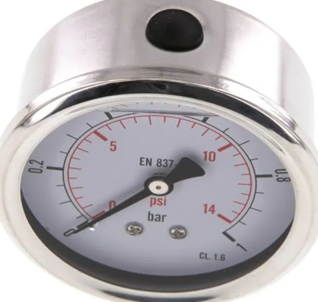 Glycerin-Manometer waagerecht (CrNi/Ms),63mm, 0 - 1bar -Eco-Line