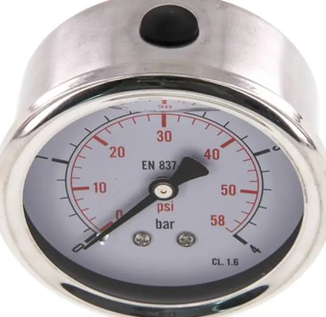 Glycerin-Manometer waagerecht (CrNi/Ms),63mm, 0 - 4bar -Eco-Line