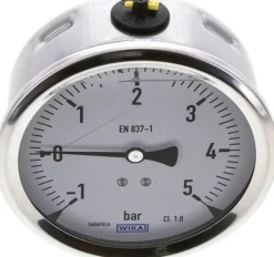 Glycerin-Manometer waagerecht (CrNi/Ms),100mm, -1 bis 5bar