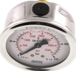 Glycerin-Manometer waagerecht (CrNi/Ms),63mm, 0 - 250bar