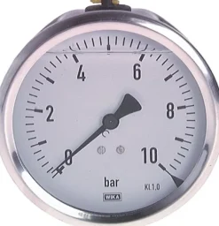 Glycerin-Manometer waagerecht (CrNi/Ms),100mm, 0 - 1000bar