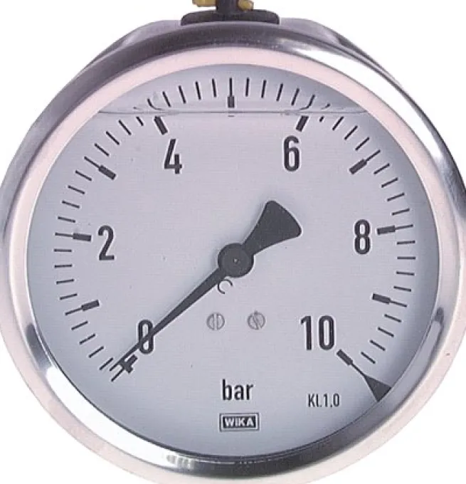 Glycerin-Manometer waagerecht (CrNi/Ms),100mm, 0 - 1000bar