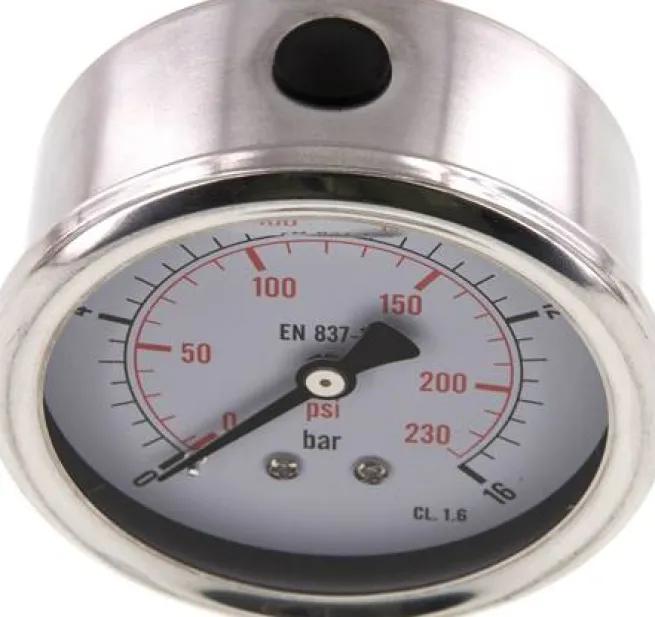 Glycerin-Manometer waagerecht (CrNi/Ms),63mm, 0 - 16bar -Eco-Line