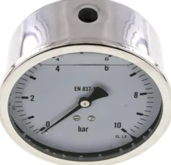 Glycerin-Manometer waagerecht (CrNi/Ms),100mm, 0 - 10bar -Eco-Line