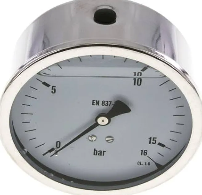 Glycerin-Manometer waagerecht (CrNi/Ms),100mm, 0 - 16bar -Eco-Line
