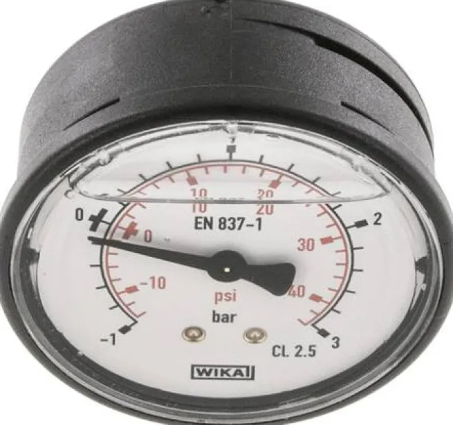 Glycerin-Manometer waagerecht (KU/Ms), 63mm, -1 bis 3 bar