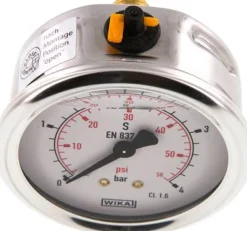 Glycerin-Manometer waagerecht (CrNi/Ms),63mm, 0 - 4bar