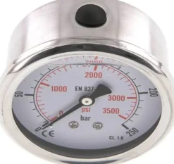 Glycerin-Manometer waagerecht (CrNi/Ms),63mm, 0 - 250bar -Eco-Line