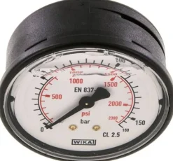 Glycerin-Manometer waagerecht (KU/Ms), 63mm, 0 - 160 bar