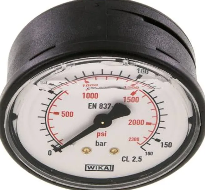Glycerin-Manometer waagerecht (KU/Ms), 63mm, 0 - 160 bar