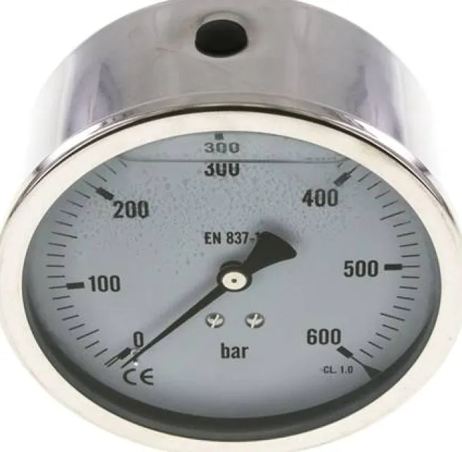 Glycerin-Manometer waagerecht (CrNi/Ms),100mm, 0 - 600bar -Eco-Line
