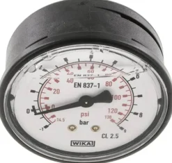 Glycerin-Manometer waagerecht (KU/Ms), 63mm, -1 bis 9 bar