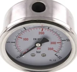Glycerin-Manometer waagerecht (CrNi/Ms),63mm, 0 - 25bar -Eco-Line