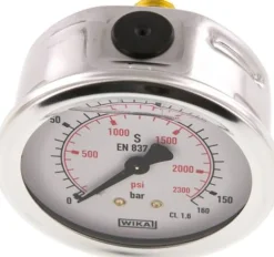 Glycerin-Manometer waagerecht (CrNi/Ms),63mm, 0 - 160bar