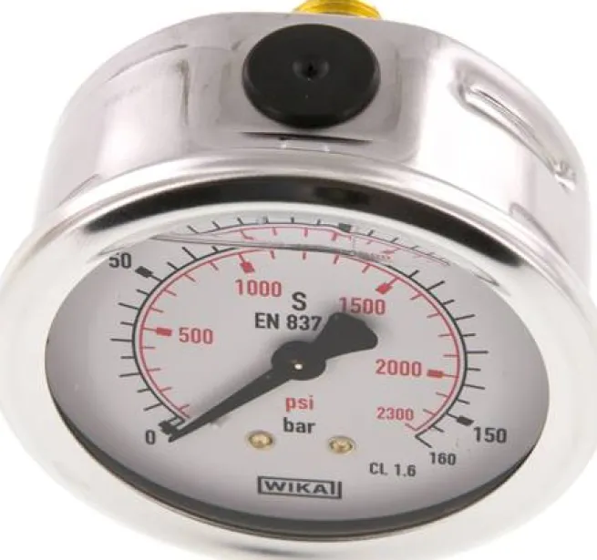 Glycerin-Manometer waagerecht (CrNi/Ms),63mm, 0 - 160bar