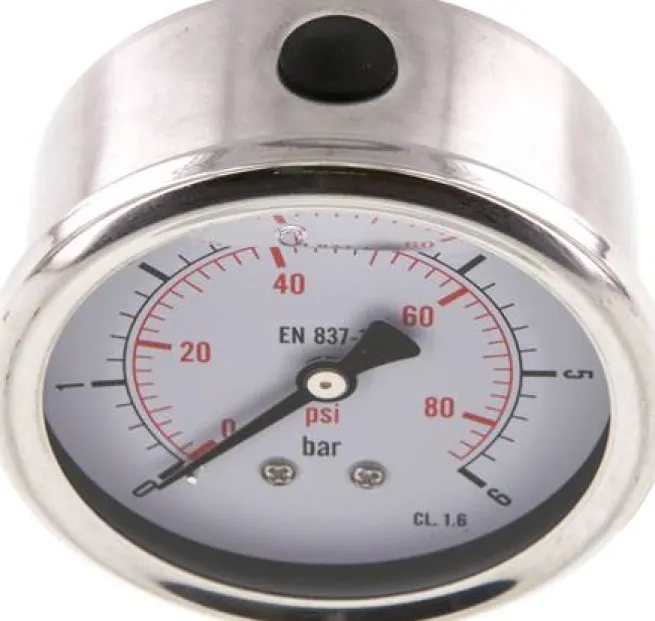 Glycerin-Manometer waagerecht (CrNi/Ms),63mm, 0 - 6bar -Eco-Line