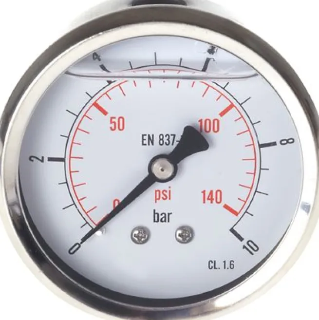 Glycerin-Manometer waagerecht (CrNi/Ms),63mm, 0 - 0,6bar -Eco-Line